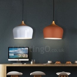 Lampada a sospensione moderna contemporanea 1 luce paralume bianco rosso blu 30 x 27 cm