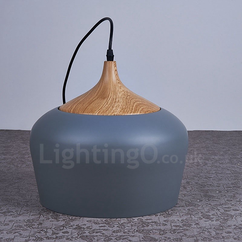 Lampada a sospensione moderna contemporanea 1 luce paralume bianco rosso blu 30 x 27 cm
