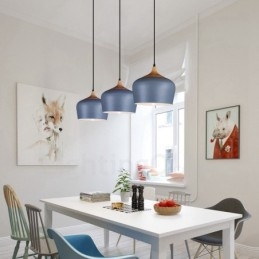 Lampada a sospensione moderna contemporanea 1 luce paralume bianco rosso blu 30 x 27 cm