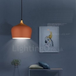 Lampada a sospensione moderna contemporanea 1 luce paralume bianco rosso blu 30 x 27 cm