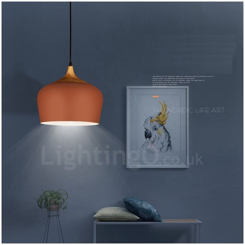 Lampada a sospensione moderna contemporanea 1 luce paralume bianco rosso blu 30 x 27 cm