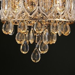 Lampadario in cristallo oro champagne classico 30 cm 4 luci E12/E14