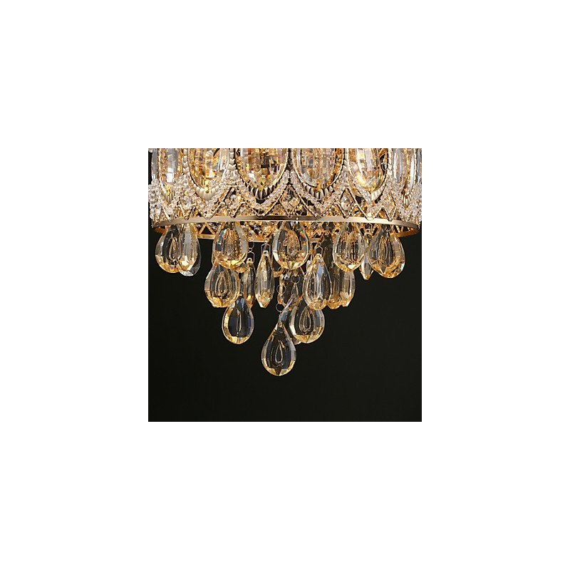 Lampadario in cristallo oro champagne classico 30 cm 4 luci E12/E14