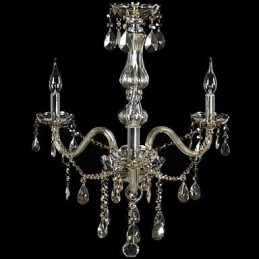 Lampadario in cristallo K9 a 3 luci cognac cromo