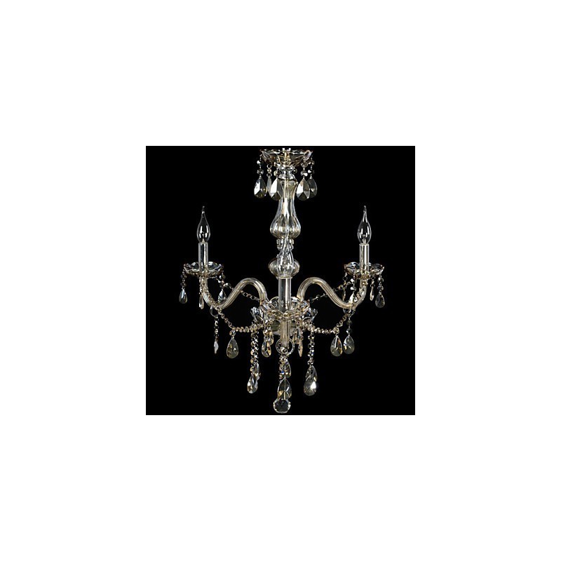 Lampadario in cristallo K9 a 3 luci cognac cromo