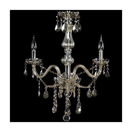 Lampadario in cristallo K9 a 3 luci cognac cromo