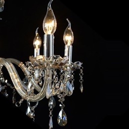 Lampadario in cristallo K9 a 3 luci cognac cromo