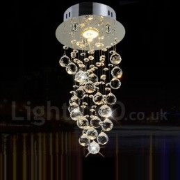 Lampadario da soffitto moderno in cristallo K9 1 luce LED integrato 20 x 20 x 50 cm