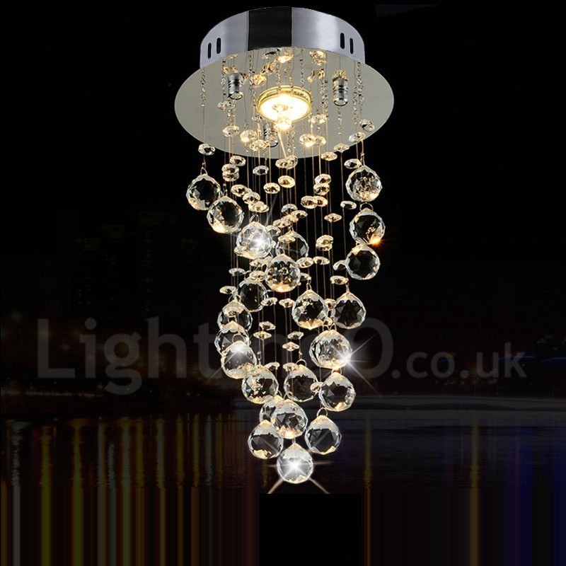 Lampadario da soffitto moderno in cristallo K9 1 luce LED integrato 20 x 20 x 50 cm