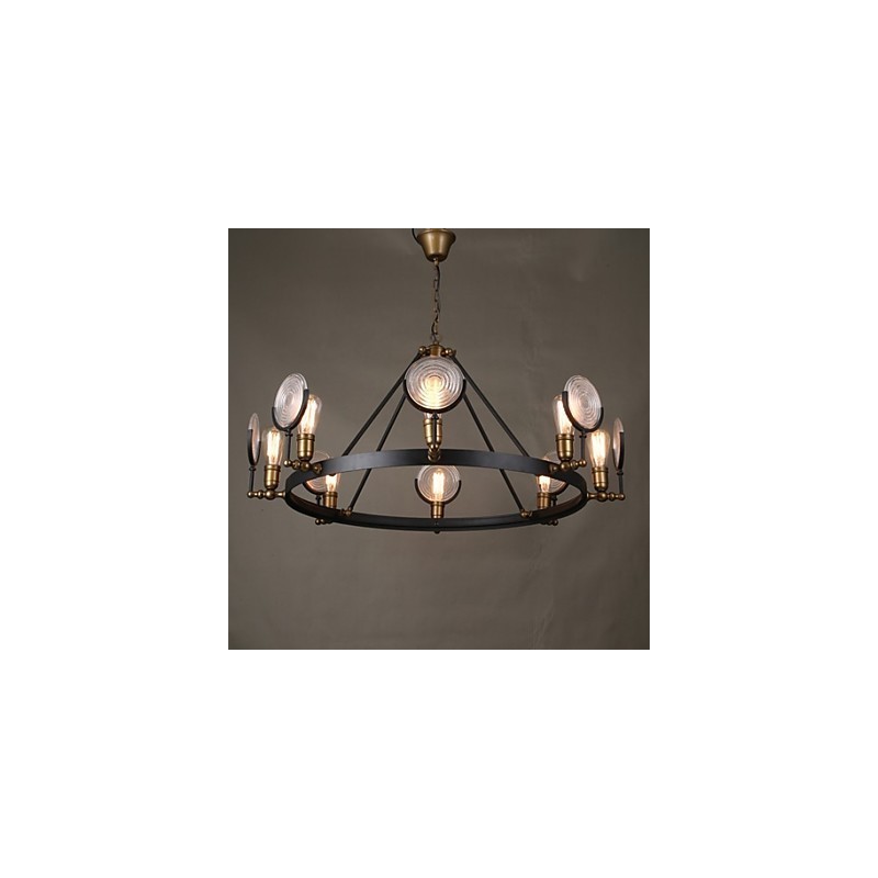 Lampadario Tieyi nero in vetro trasparente, 8 luci E26/E27