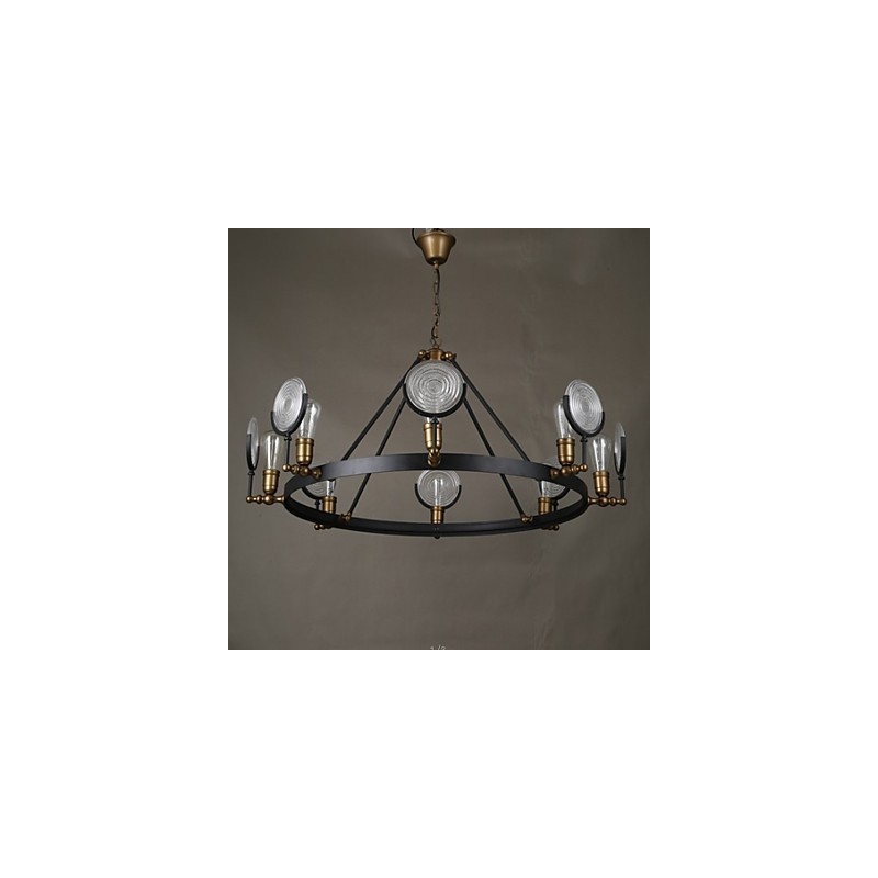 Lampadario Tieyi nero in vetro trasparente, 8 luci E26/E27
