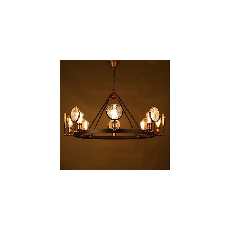 Lampadario Tieyi nero in vetro trasparente, 8 luci E26/E27