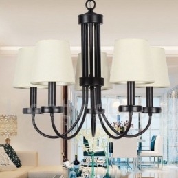 Lampadario a 5 luci in stile candela nero retrò classico