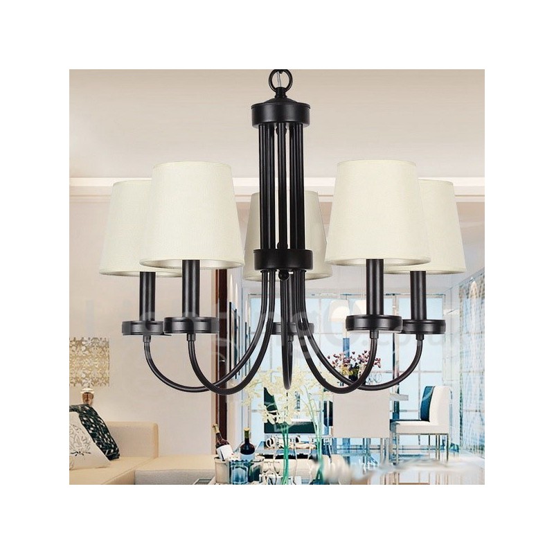 Lampadario a 5 luci in stile candela nero retrò classico