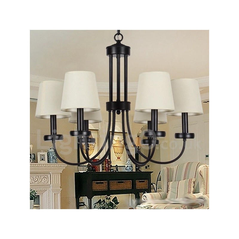 Lampadario a 6 luci in stile candela nero retrò vintage