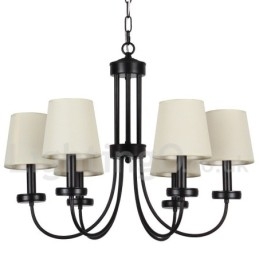 Lampadario a 6 luci in stile candela nero retrò vintage