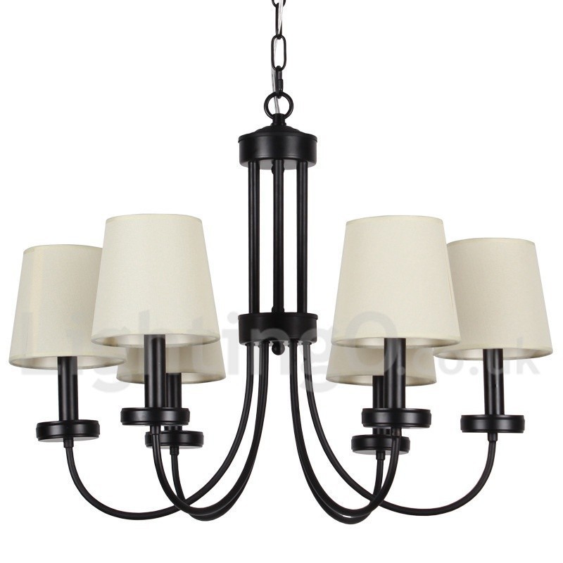 Lampadario a 6 luci in stile candela nero retrò vintage