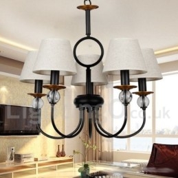 Lampadario rustico retrò nero a 5 luci in stile candela