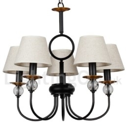 Lampadario rustico retrò nero a 5 luci in stile candela
