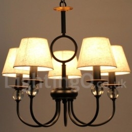 Lampadario rustico retrò nero a 5 luci in stile candela