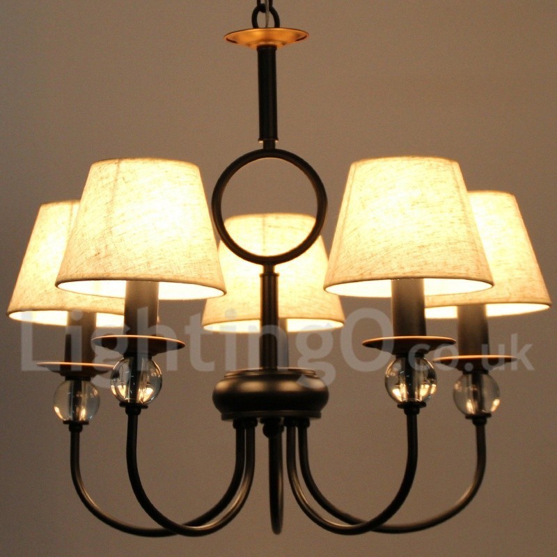 Lampadario rustico retrò nero a 5 luci in stile candela