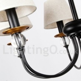 Lampadario rustico retrò nero a 5 luci in stile candela