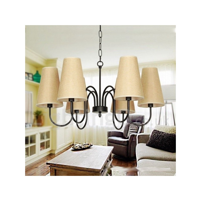 Lampadario a 6 luci in stile retrò contemporaneo a candela