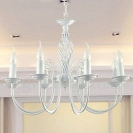 Lampadario a candela bianco retrò a 8 luci