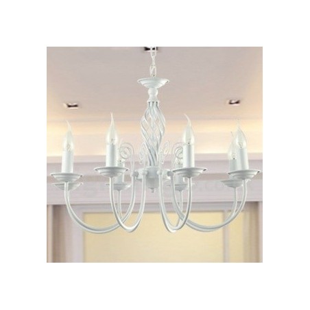 Lampadario a candela bianco retrò a 8 luci