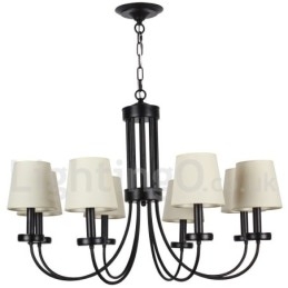 Lampadario a candela a 8 luci nero retrò contemporaneo