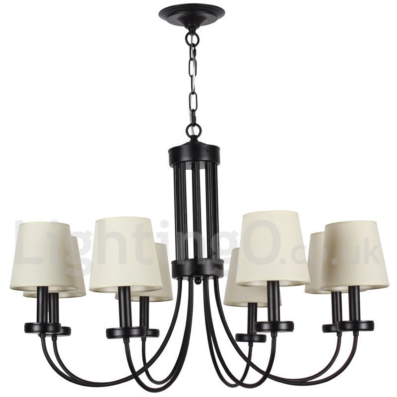 Lampadario a candela a 8 luci nero retrò contemporaneo