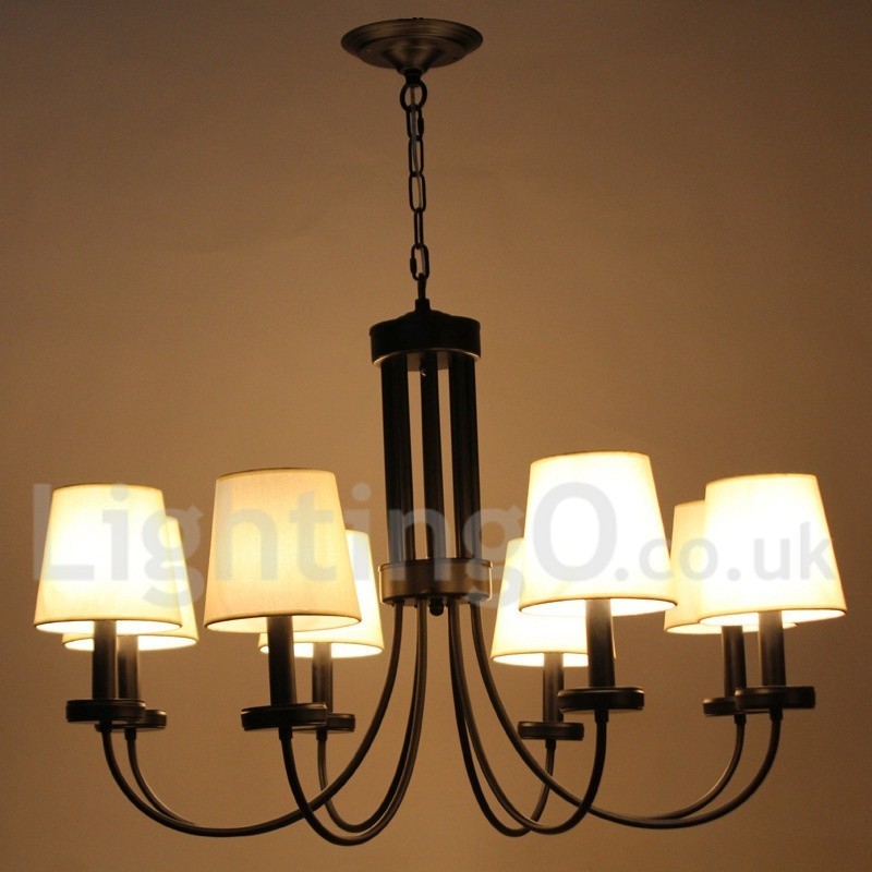 Lampadario a candela a 8 luci nero retrò contemporaneo
