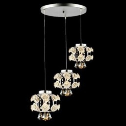 Lampadario in cristallo bianco con catena regolabile, 1 lampadina E12/E14