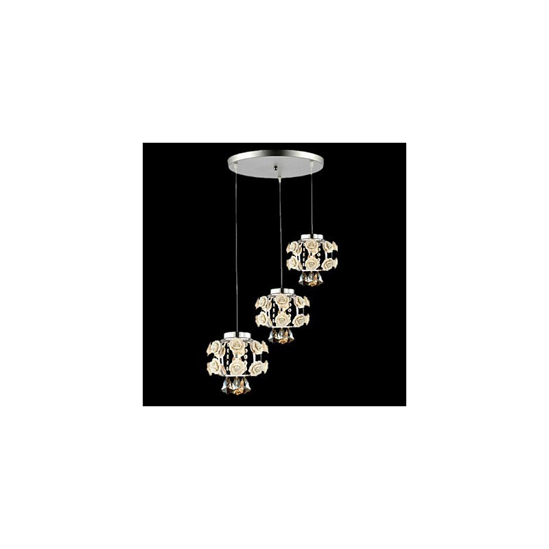 Lampadario in cristallo bianco con catena regolabile, 1 lampadina E12/E14