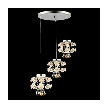 Lampadario in cristallo bianco con catena regolabile, 1 lampadina E12/E14