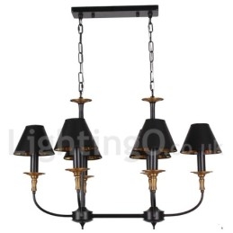 Lampadario a 6 luci stile retrò vintage a candela in acciaio con paralumi in tessuto