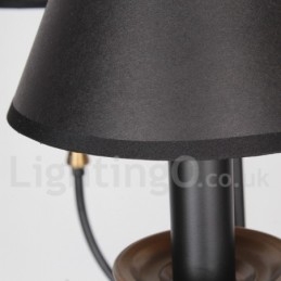 Lampadario a 6 luci stile retrò vintage a candela in acciaio con paralumi in tessuto