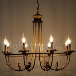 Lampadario rustico retrò a 8 luci in acciaio verniciato E14