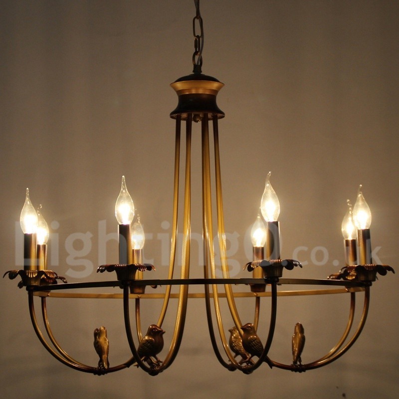 Lampadario rustico retrò a 8 luci in acciaio verniciato E14