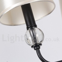 Lampadario contemporaneo rustico retrò a 6 luci E14 con paralumi in tessuto