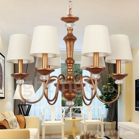 Lampadario retrò rustico nero a 6 luci