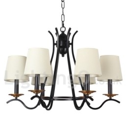 Lampadario retrò contemporaneo a 6 luci effetto candela nero E14