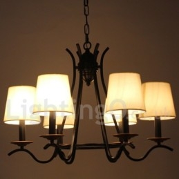 Lampadario retrò contemporaneo a 6 luci effetto candela nero E14