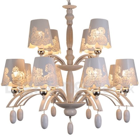 Lampadario a 2 livelli in stile candela nero rustico retrò, 12 luci E14