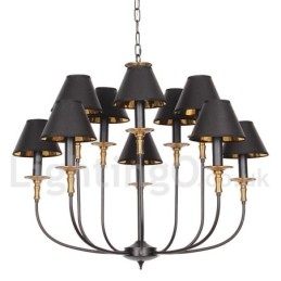 Lampadario retrò a 2 livelli stile candela nero 10 luci E14