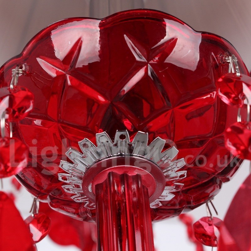 Lampadario a candela a 6 luci in cristallo rosso K9