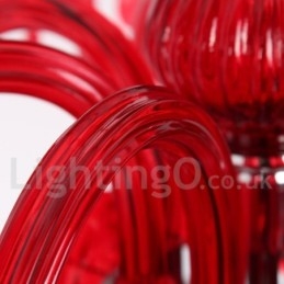Lampadario a candela in cristallo K9 rosso chiaro a 8 luci
