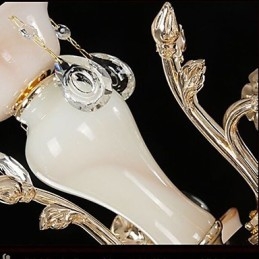 Lampadario a sospensione europeo in lega di zinco con imitazione di giada e cristallo