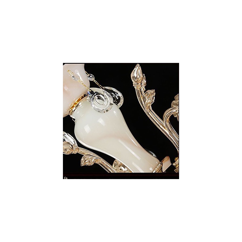 Lampadario a sospensione europeo in lega di zinco con imitazione di giada e cristallo