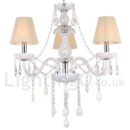 Lampadario classico a 3 luci in stile candela, cristallo K9 bianco